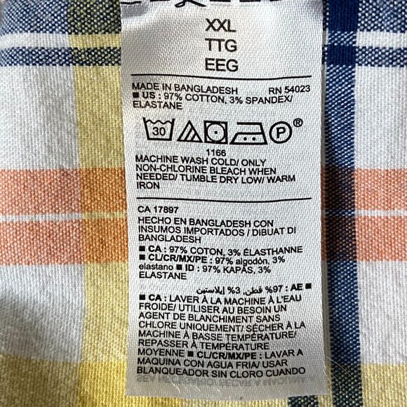 Old Navy Men's (XXL) Everyday Shirt- Regular Fit Yellow, Navy, Peach Plaid - Picture 6 of 6